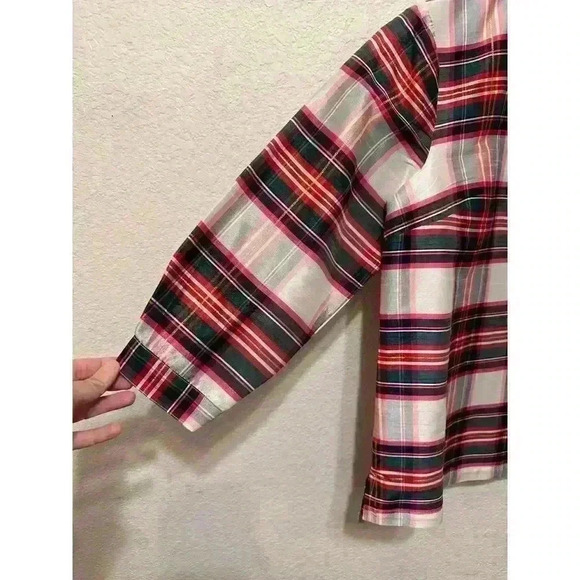 Crown & Ivy Womens Plaid Satin‎ Ruffle V-neck Blouse Top Small Multi Colored NWT - Picture 5 of 10